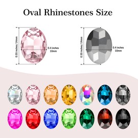 Oval Rhinestones White Clear Crystal Glass Point Back Rhinestones for Craft, Jewelry Making 10x14mm 50Pcs