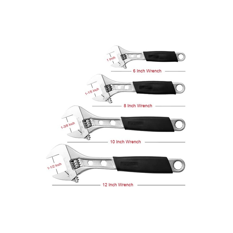 Jetech 200mm (8 Inch) Adjustable Spanner with Soft Grip Handle