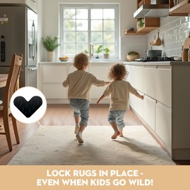 BESAXA Non Slip Rug Grippers & Tape for Hardwood, Tile & Marble | Reusable Washable Dual-Sided Adhesive | No Residue, Anti-Curling | Rug Stoppers for Bathrooms, Pets, High Traffic Areas, 12Pcs