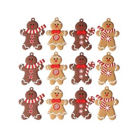 Gingerbread Man Christmas Tree Pendant Snowflake Holiday Decor, Set of 12 ((Multi B))