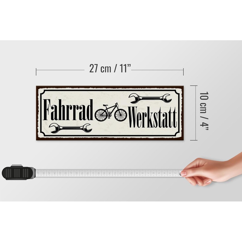 FEMER Wooden Sign 27 x 10 cm Bicycle Workshop