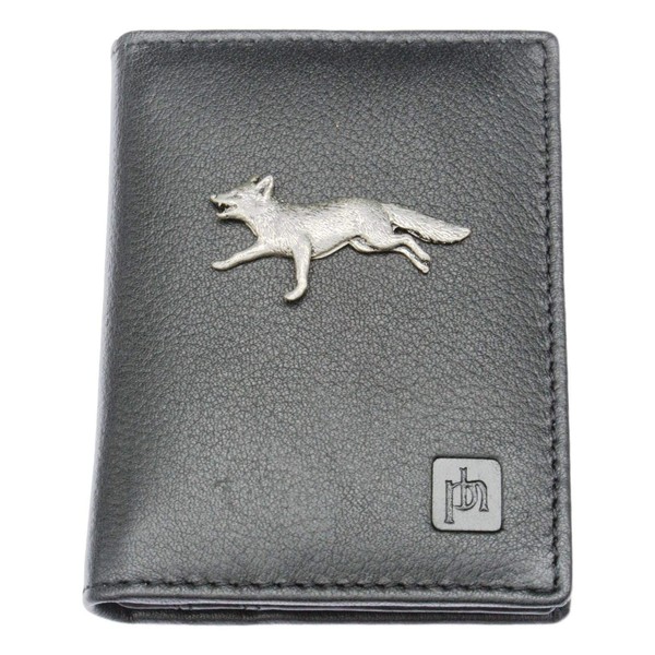 Fox Running Bifold Card Holder Leather Black Wallet RFID Safe