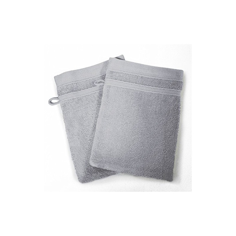 DOUCEUR D'INTERIEUR 2 FACECLOTHS 15X21 Plain Color VITAMINE GRIS, Grey
