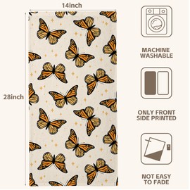 KYNWOGA Hand Towels,Monarch Butterfly Bathroom Hand Towels Set of 2 Dish Towels Soft Absorbent Decorative Hand Towels for Bathroom Kitchen Yoga Home Decor 14 x 28 in