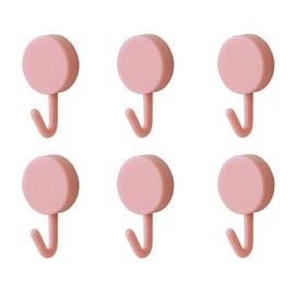 DHDestined Fateful 6 Pack Adhesive Hooks Cute Utility Hooks, Key Hooks for Wall Decorative, for Hanging Hat, Towel, Key, Towel Hook Wall Mount for Home, Kitchen, Bathroom, Office(Pink)