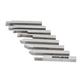 Accusize Herramientas industriales de 1/4 pulgadas, 8 piezas H.S.S. Juego de brocas para herramientas, premolido para torneado y enfrentamiento, 2662-2001