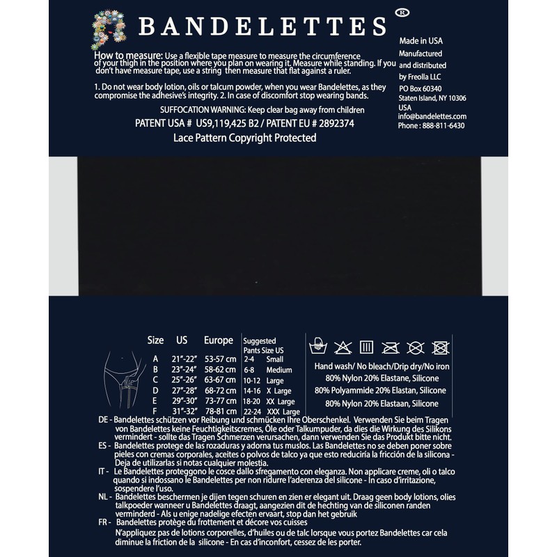 Bandelettes Sexy Anti-Chafing, Elastic Thigh Bands, Prevent Friction - Black
