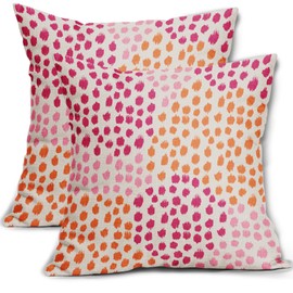 Pink and Orange Throw Pillow Covers 18x18 Set of 2 Hot Pink Preppy Room Decor 70s Colored Dot Decorative Pillows Trendy Print Outdoor Pillowcase Cushion Cover Linen Pillow Case for Sofa Couch Bed