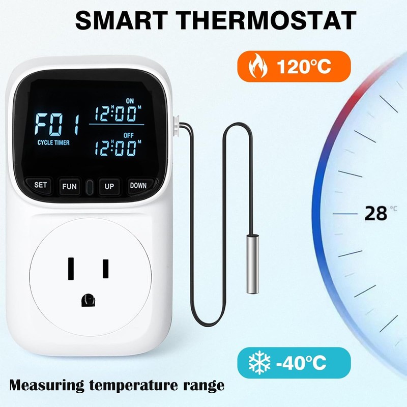 KABASI Digital Temperature Controller, Heavy Duty 15A/ 1800W Thermostat Outlet