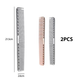 2 Professional Hairdressing Combs, Multifunctional Styling Comb, Sparse and Fine Density Hair Combs, Aluminium Hairdressing Tools, Suitable for Salons and Families (Silver, Rose Gold)