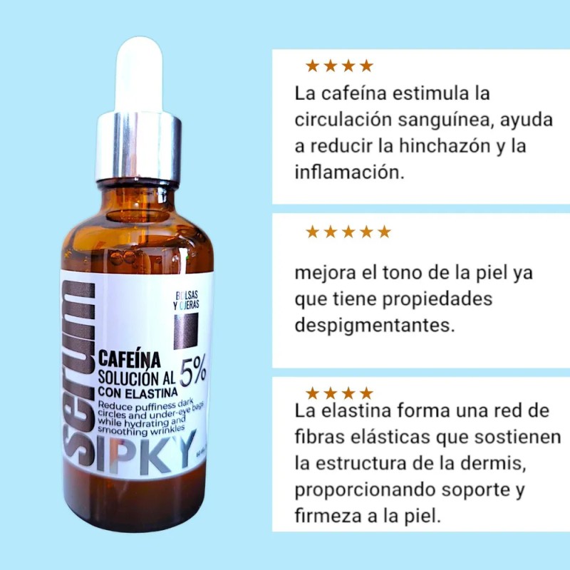 Sérum Cafeína 5% y Elastina Bolsas,Ojeras Y Antiarrugas 50 ml