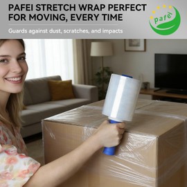 PAFEI 5 inch Plastic Stretch Film Shrink Wrap Roll for Moving -12 Rolls