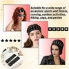 2 Pcs Women Black Grommet Headbands, Elastic Studded Headband with