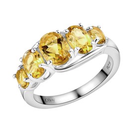 SHOP LC DELIVERING JOY Engagement Rings for Women in 925 Sterling Silver - Yellow Citrine Jewelry for Her Size 10 - Trendy Promise Birthstone Gifts