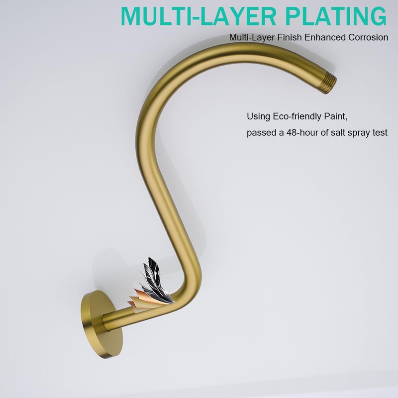 SEABEFORE 13 Inch Shower Arm,S Shaped Shower Head Riser Pipe