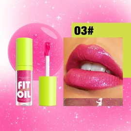 Tiejdhr 8 Colors Lip Oil Lip Glaze, Hydrating Lip Glow Oil Big Brush Head Shiny Moisturizing Lip Gloss, Long Lasting Non-sticky Fresh Transparent Tinted Plumping Lip Oil (# 03)