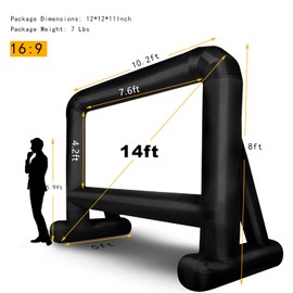 OUTTOY 14 FT Inflatable Movie Screen Blow up Mega Movie Projection Outdoor Screen, Anti-Crease
