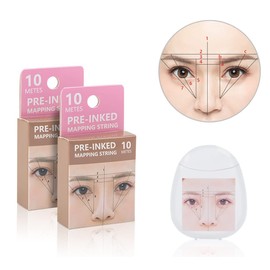 XIAOYU 10M Pre-Inked Mapping String, Eyebrow Tattoo Mapping Thread for Symmetrical Eyebrow Marking Tattoo Markers, Pack of 6, Black Ink