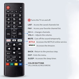 PERFASCIN AKB75095307 Universal Remote Control fit for LG TV 32LJ550M 43LJ5500 43UJ6300 55LJ5500 55UJ6300 55UJ6540 60UJ6050 60UJ6300 65UJ6300 65UJ6540 75UJ657A 43UJ6500 49LJ5500 49UJ6300 49UJ6500