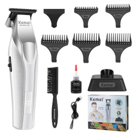 KEMEI Hair Trimmer for Men, Coldless Hair Clippers for Men Professional 9000 RPM Mens Hair Trimmer with LED Display Zero Gap Trimmers for Barbers Ceramic and DLC Blades KM-3023-702