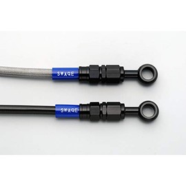 SWAGE LINE BAFB240 HTRC9 Front Brake Hose Kit, Aluminum (Black/Black) Black Smoke Hose, Cello 225 85-93