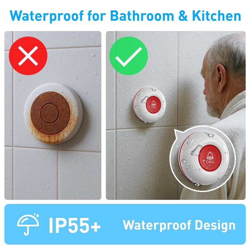 WiFi Caregiver Pager System with Emergency Button for Elderly -