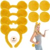 Timisea Yellow Bear Ears Headband Adult,Yellow Bear Ears Headband And Tail for Winter and Christmas,4 Pcs Bear Ears Headband and 4 Pcs Tail Set