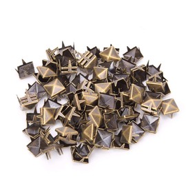 Square Rivets,100 Pcs 9 Mm Brass Copper Square Pyramid Studs 4 Prong Metal Nailhead Studs Spikes for Clothing Bag Leather Shoes Punk Rock Jewelry Craft (Bronze)