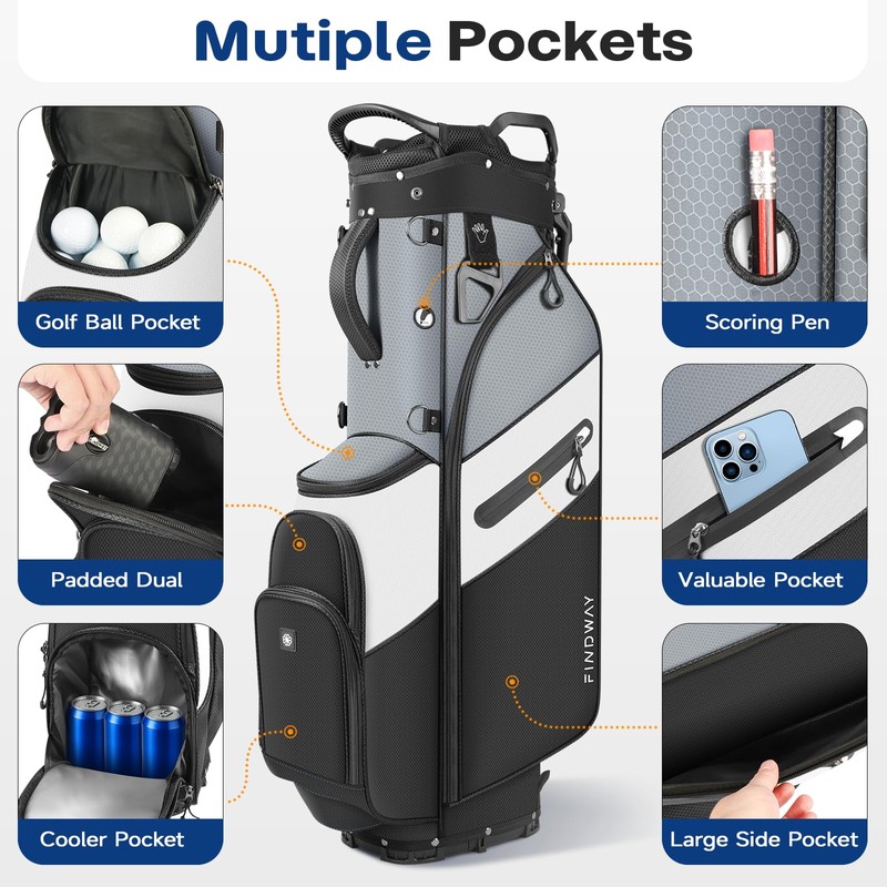 Findway Golf Stand Bag 7 Way, Lightweight Golf Bag for