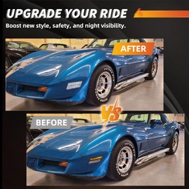 MOTRUM Front Side Marker Lights Housing Compatible with Corvette 1980-1982, [DOT][IP67 Waterproof] Turn Signal Marker Light Cover [No Bulbs], Replace OEM #5936592, 2 PCS, Sleek Clear Lens