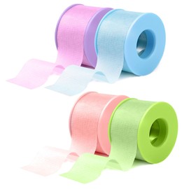 guuooge Lash Tape for Eyelash Extensions - Eyelash Tape Silicone Gel Sensitive lash Extension Tape Pain-Free Removal Micro-Porous Eyelash Extension Tape (4Rolls,1in x 4yd, Multicolor)