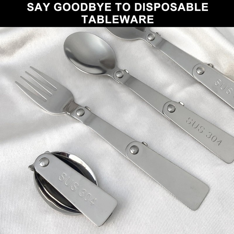 2PCS Folding Utensils Set - Foldable Spoon and Fork Sporks