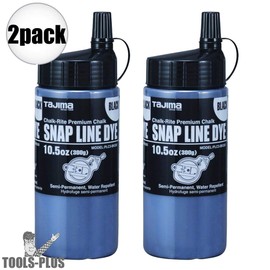 2 Pack Tajima PLC3-BK300 Snap-Line Dye Chalk, Semi-Permanent - Black, 10.5 oz (300 g)