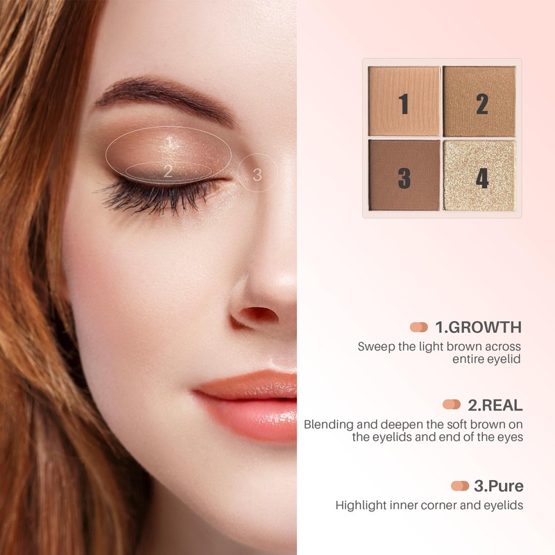 FV Natural Finish Eyeshadow Palette, 4 Matte & Metallic High