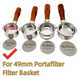 Ruilida Espresso Puck Screen 49mm, Reusable 1.7mm Thickness 150μm 316 Stainless Steel Professional Barista Coffee Filter Mesh Plate for Espresso Portafilter Filter Basket (49mm)
