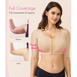 BRABIC Shaper Tops for Women Arm Compression Post Surgery Front Closure Bra Tank Top Shapewear (Beige, XL)