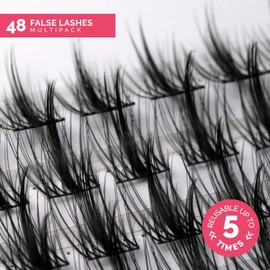 Renata Beauty Wispy Lashes - 48 pcs Multipack, Mixed Lengths (10mm, 12mm, 14mm), Natural C Curl, Effortless Elegance, Easy to Apply, Reusable, Perfect for Soft, Voluminous Lash Styles