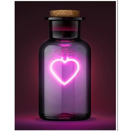 Suck UK Love Potion Neon Heart Glass Bottle | Pink Cordless Table Lamps & Bedroom Lamps | Pink Bedroom Decor & Cute Desk Accessories | Pink Decorations for Bedroom & Girls Room Decor | Love Potion