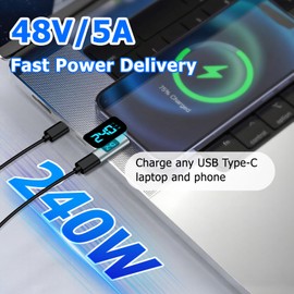 2 Pack 240W USB-C Magnetic Adapter, USB4 Male to Female Adapter 48V/5A, 8k@60Hz Video Transmission, 40Gbps U S B C Adapter Compatible with Thunderbolt 3/4 for MacBook Pro/Air (+ Replacement Head)