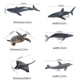 FineInno 6 Pcs Resin Fillers Sea Creatures, Realistic Ocean Animals with Shark Whales Sea Turtle Dolphin, 3D Sea Animal Figures for Epoxy Resin Mold Filling Materials