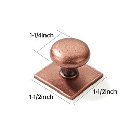 khtumeware 2 Pack 1-1/2 Inch Antique Copper Cabinet Knobs with Vintage Backplate - for Drawers, Cabinets & Bi-Fold Doors