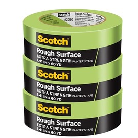 Scotch Rough Surface Painter's Tape 2060-36AP, 1.41 in x 60.1 yd (36mm x 55m), 3-Pack – Strong Adhesive, Clean Removal, Tear-Resistant Masking Tape, for Brick, Concrete, Stucco, Textured Surfaces