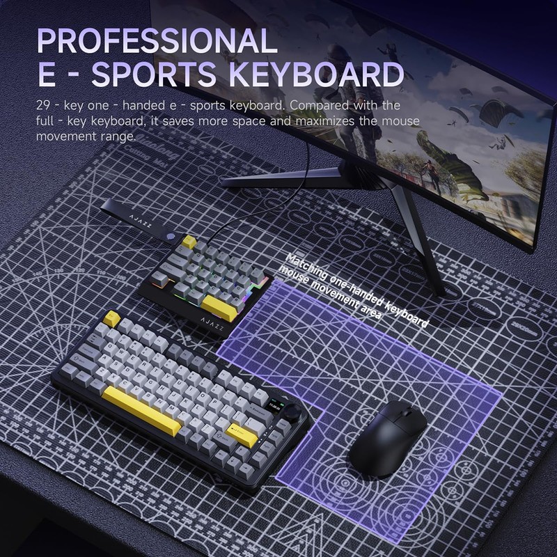 A.JAZZ AK029 Wired One-Handed RGB Gaming Keyboard,29-Key Layout with Magnetic