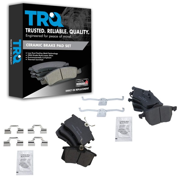 TRQ Front & Rear Brake Pads Ceramic Compatible with 2007-2010