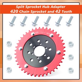 420Chain Sprocket and 42 Tooth Mini Bike Split Sprocket Hub Adapter fit for Coleman CT200U BT200X CT200U-EX for Baja for Warrior for Massimo MB165 MB200 Replacement for Predator 212cc 196cc