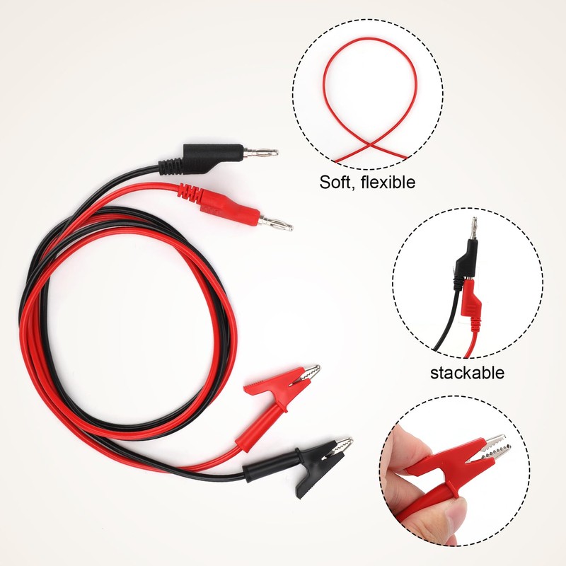 Gosknor 2pcs Small Multimeter Banana Plug to Crocodile Alligator Clip