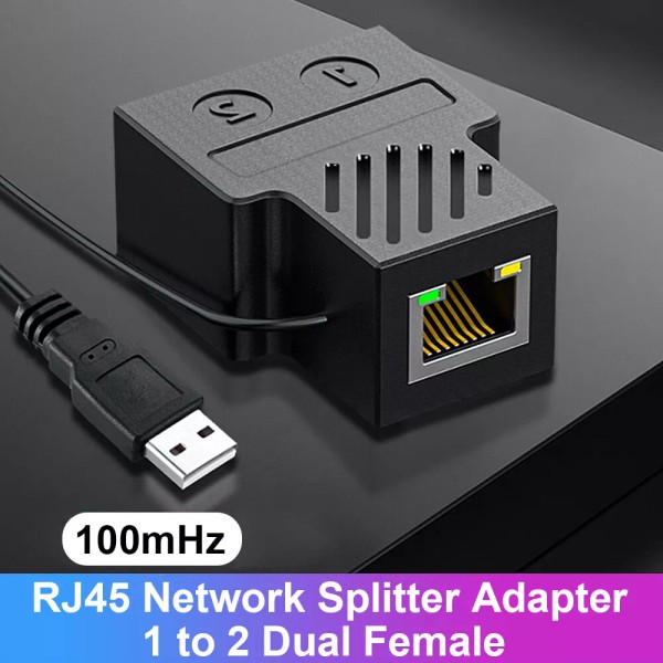 Yellow-Price 1 to 2 Dual Female RJ45 Network Splitter with