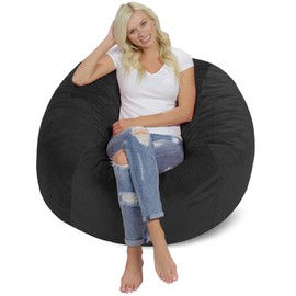 Chill Sack Bean Bag Chair: Giant 4' Memory Foam Furniture Bean Bag - Big Sofa with Soft Micro Fiber Cover - Dark Grey Pebble