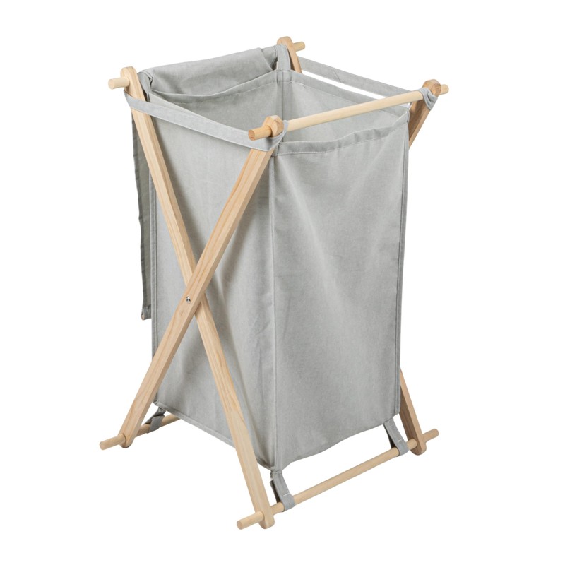 Household Essentials X-Frame Wood Laundry Hamper, Folding Wood Frame with