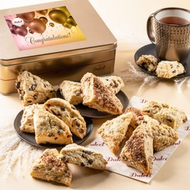 Dulcet Gift Baskets Artisan Scone Congratulations Gift Tin, Gourmet Pastries Gifting for Men, Women, Friends and Families With Prime Delivery